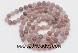 GMN521 Hand-knotted 8mm, 10mm purple strawberry quartz 108 beads mala necklaces