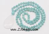 GMN5230 Hand-knotted 8mm, 10mm amazonite 108 beads mala necklace with pendant