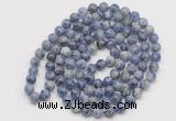 GMN525 Hand-knotted 8mm, 10mm blue spot stone 108 beads mala necklaces