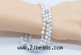 GMN5505 Hand-knotted 6mm matte white howlite 108 beads mala necklaces