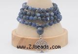 GMN5807 Hand-knotted 6mm matter sodalite 108 beads mala necklaces with charm