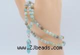 GMN5910 Hand-knotted 6mm matte amazonite 108 beads mala necklaces with pendant