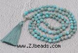 GMN611 Hand-knotted 8mm, 10mm sea sediment jasper 108 beads mala necklaces with tassel