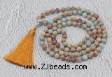 GMN612 Hand-knotted 8mm, 10mm serpentine jasper 108 beads mala necklaces with tassel