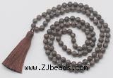 GMN6133 Knotted 8mm, 10mm rainbow labradorite 108 beads mala necklace with tassel