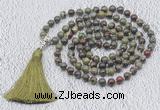 GMN614 Hand-knotted 8mm, 10mm dragon blood jasper 108 beads mala necklaces with tassel