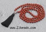 GMN616 Hand-knotted 8mm, 10mm red jasper 108 beads mala necklaces with tassel
