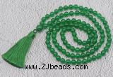 GMN62 Hand-knotted 8mm candy jade 108 beads mala necklace with tassel