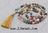 GMN632 Hand-knotted 8mm, 10mm colorfull gemstone 108 beads mala necklaces with tassel