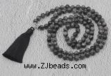 GMN639 Hand-knotted 8mm, 10mm black labradorite 108 beads mala necklaces with tassel