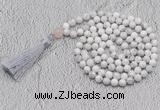 GMN657 Hand-knotted 8mm, 10mm white howlite 108 beads mala necklaces with tassel