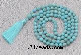 GMN661 Hand-knotted 8mm, 10mm white howlite 108 beads mala necklaces with tassel