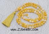 GMN673 Hand-knotted 8mm, 10mm green banded agate 108 beads mala necklaces with tassel