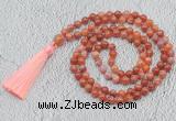 GMN694 Hand-knotted 8mm, 10mm fire agate 108 beads mala necklaces with tassel