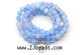 GMN7006 8mm blue banded agate 108 mala beads wrap bracelet necklace