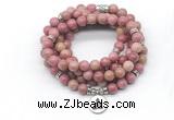 GMN7011 8mm pink wooden jasper 108 mala beads wrap bracelet necklace