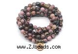 GMN7032 8mm rhodonite 108 mala beads wrap bracelet necklace