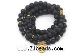 GMN7036 8mm black lava 108 mala beads wrap bracelet necklace