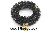 GMN7041 8mm golden obsidian 108 mala beads wrap bracelet necklace