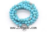 GMN7053 8mm blue howlite 108 mala beads wrap bracelet necklaces