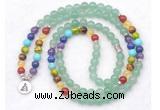 GMN7110 7 Chakra 8mm green aventurine 108 mala beads wrap bracelet necklaces