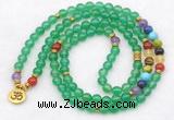 GMN7115 7 Chakra 8mm green agate 108 mala beads wrap bracelet necklaces