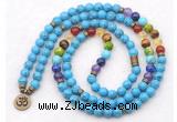 GMN7127 7 Chakra 8mm imitation turquoise 108 mala beads wrap bracelet necklaces