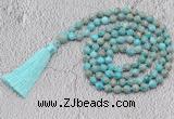 GMN720 Hand-knotted 8mm, 10mm sea sediment jasper 108 beads mala necklaces with tassel