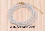 GMN7200 4mm faceted round tiny white jade beaded necklace jewelry