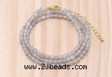 GMN7201 4mm faceted round tiny grey agate beaded necklace jewelry