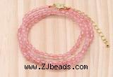 GMN7206 4mm faceted round tiny cherry quartz beaded necklace jewelry