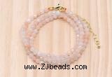 GMN7207 4mm faceted round tiny pink aventurine beaded necklace jewelry