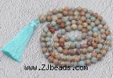 GMN721 Hand-knotted 8mm, 10mm serpentine jasper 108 beads mala necklaces with tassel