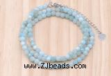 GMN7213 4mm faceted round tiny amazonite beaded necklace jewelry