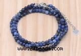 GMN7217 4mm faceted round tiny sodalite beaded necklace jewelry