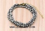 GMN7230 4mm faceted round tiny dalmatian jasper beaded necklace jewelry