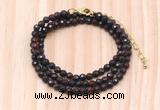 GMN7237 4mm faceted round tiny brecciated jasper beaded necklace jewelry