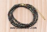 GMN7238 4mm faceted round tiny dragon blood jasper beaded necklace jewelry