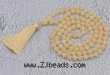 GMN726 Hand-knotted 8mm, 10mm honey jade 108 beads mala necklaces with tassel