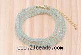 GMN7262 4mm faceted round prehnite beaded necklace jewelry
