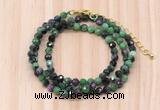 GMN7264 4mm faceted round ruby zoisite beaded necklace jewelry