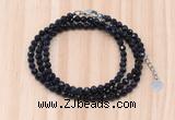 GMN7266 4mm faceted round blue goldstone beaded necklace jewelry