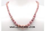 GMN7301 pink wooden jasper graduated beaded necklace & bracelet set