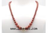 GMN7302 red jasper graduated beaded necklace & bracelet set