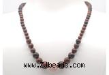 GMN7318 mahogany obsidian graduated beaded necklace & bracelet set