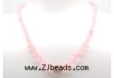 GMN7325 rose quartz graduated beaded necklace & bracelet set