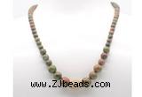 GMN7342 unakite gemstone graduated beaded necklace & bracelet set