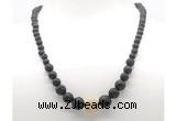 GMN7346 black lava graduated beaded necklace & bracelet set