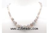 GMN7354 grey banded agate graduated beaded necklace & bracelet set