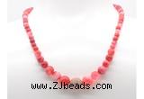 GMN7355 red banded agate graduated beaded necklace & bracelet set